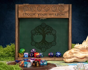 Custom Wooden DND Dice Box Tray RPG Dice Rolling Mat Tabletop Games D&D Gift For Gamer Dice WT2