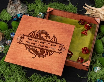 Customizable Wooden Dice Rolling Tray with Leather Interior for RPG Games | F2 |