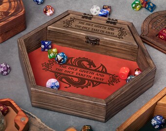 Wooden Dice Tray, Leather Lined, RPG Dice Rolling Mat, D&D Accessory, Personalized Engraving HT12
