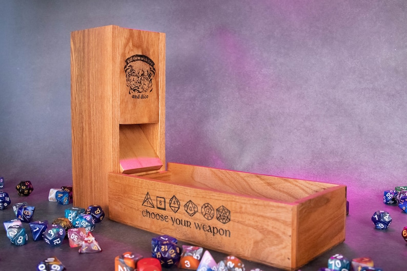 Dice Tower Dnd Dice Tray Dungeons and Dragons Wood Etsy
