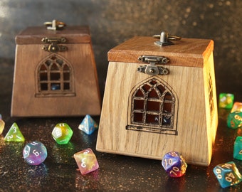 Prison et rangement pour dés en bois personnalisés, boîte à dés D&D, cadeau Donjons et Dragons