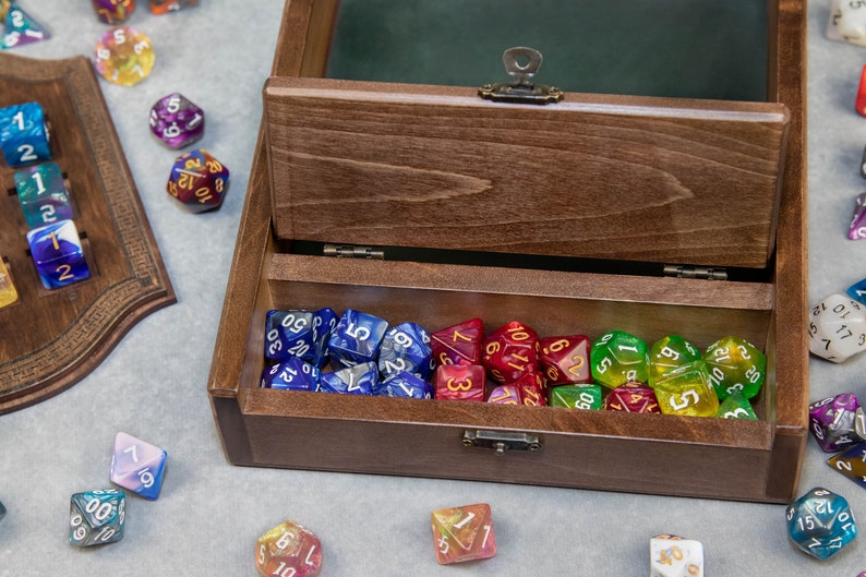 Custom Wooden DND Dice Box Tray RPG Dice Rolling Mat Tabletop Etsy