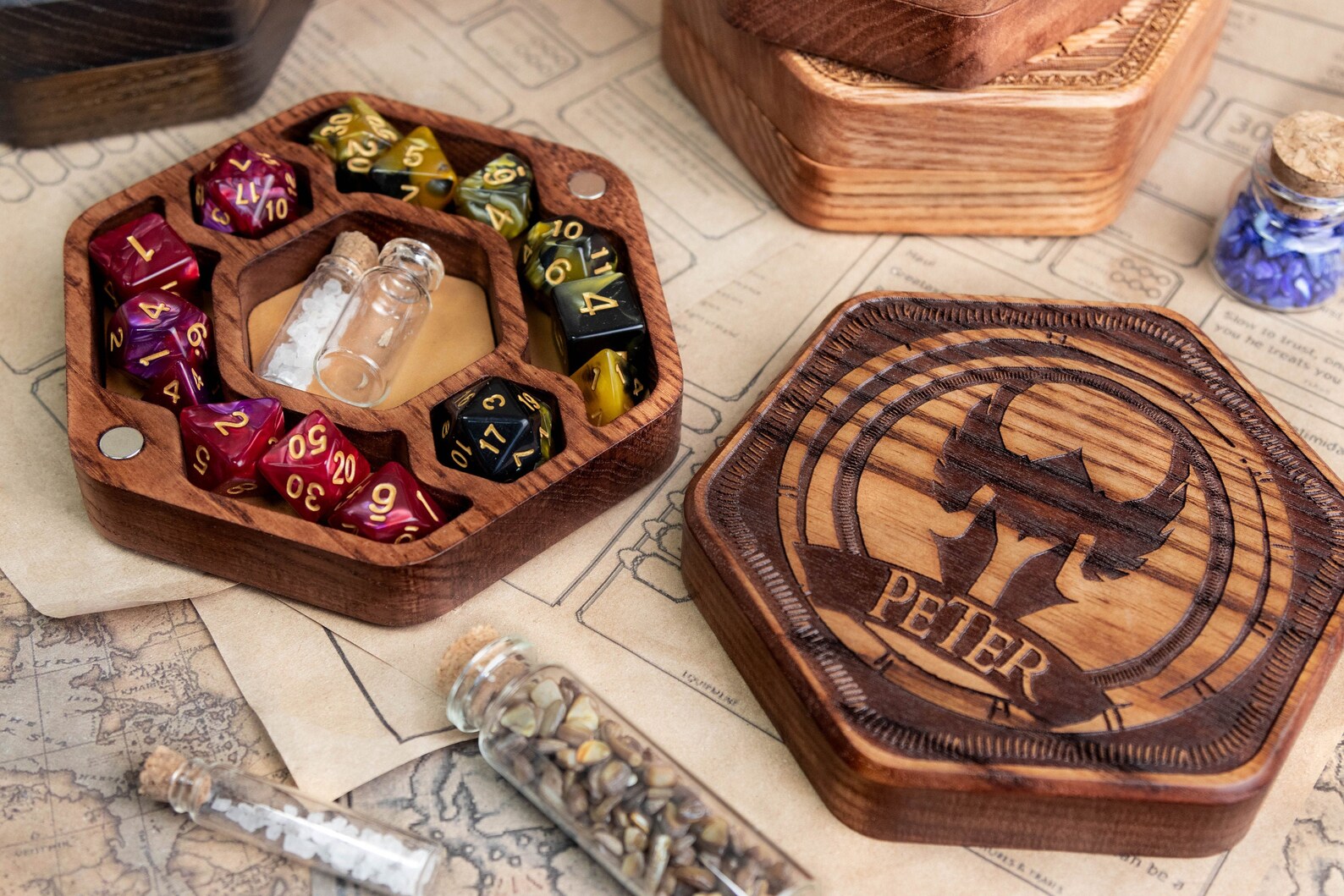 Engraved D&D Gaming Dice Box DnD Class Dice Set Box RPG Etsy