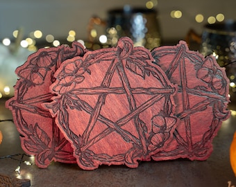 Ouija Coaster Set of 4 | Wiccan Spirit Board Coasters | Occult Planchette Drink Coasters | Gothic Witchy Home Decor Gift