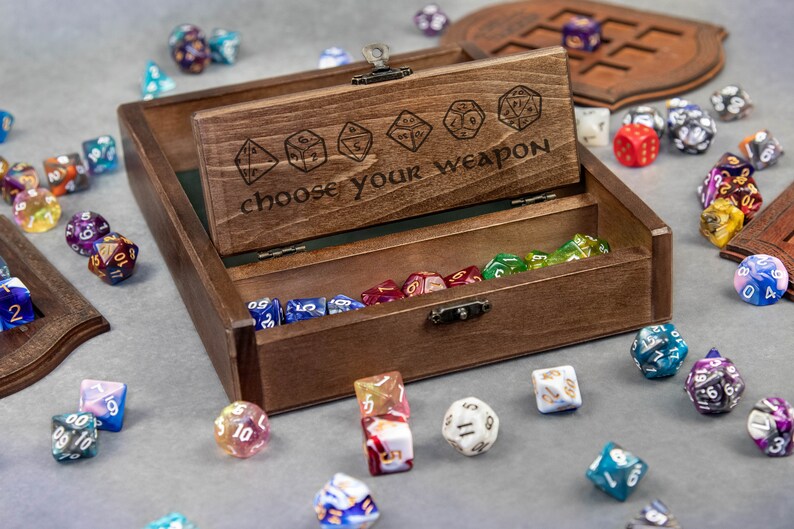 Custom Wooden DND Dice Box Tray RPG Dice Rolling Mat Tabletop Etsy