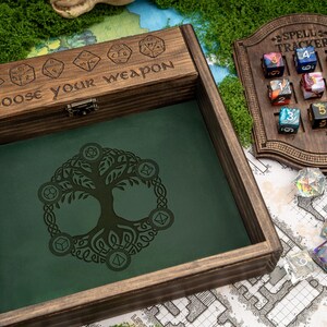 Custom Wooden DND Dice Box Tray RPG Dice Rolling Mat Tabletop Games D&D Gift For Gamer Dice WT2 image 8