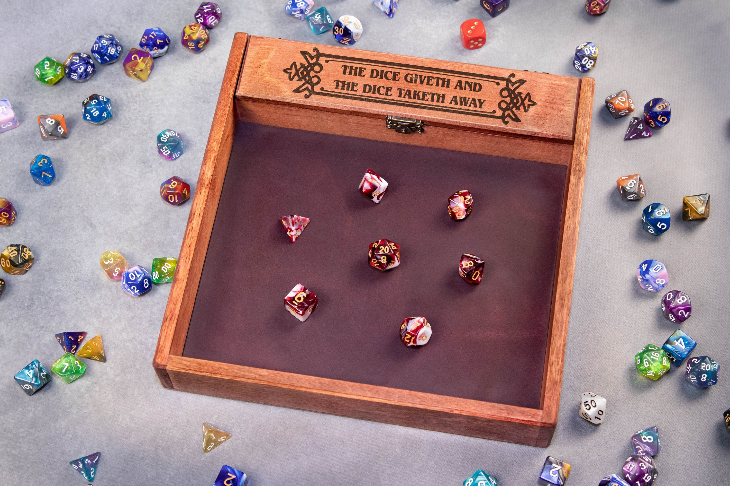 Custom Wooden DND Dice Box Tray RPG Dice Rolling Mat Tabletop Etsy