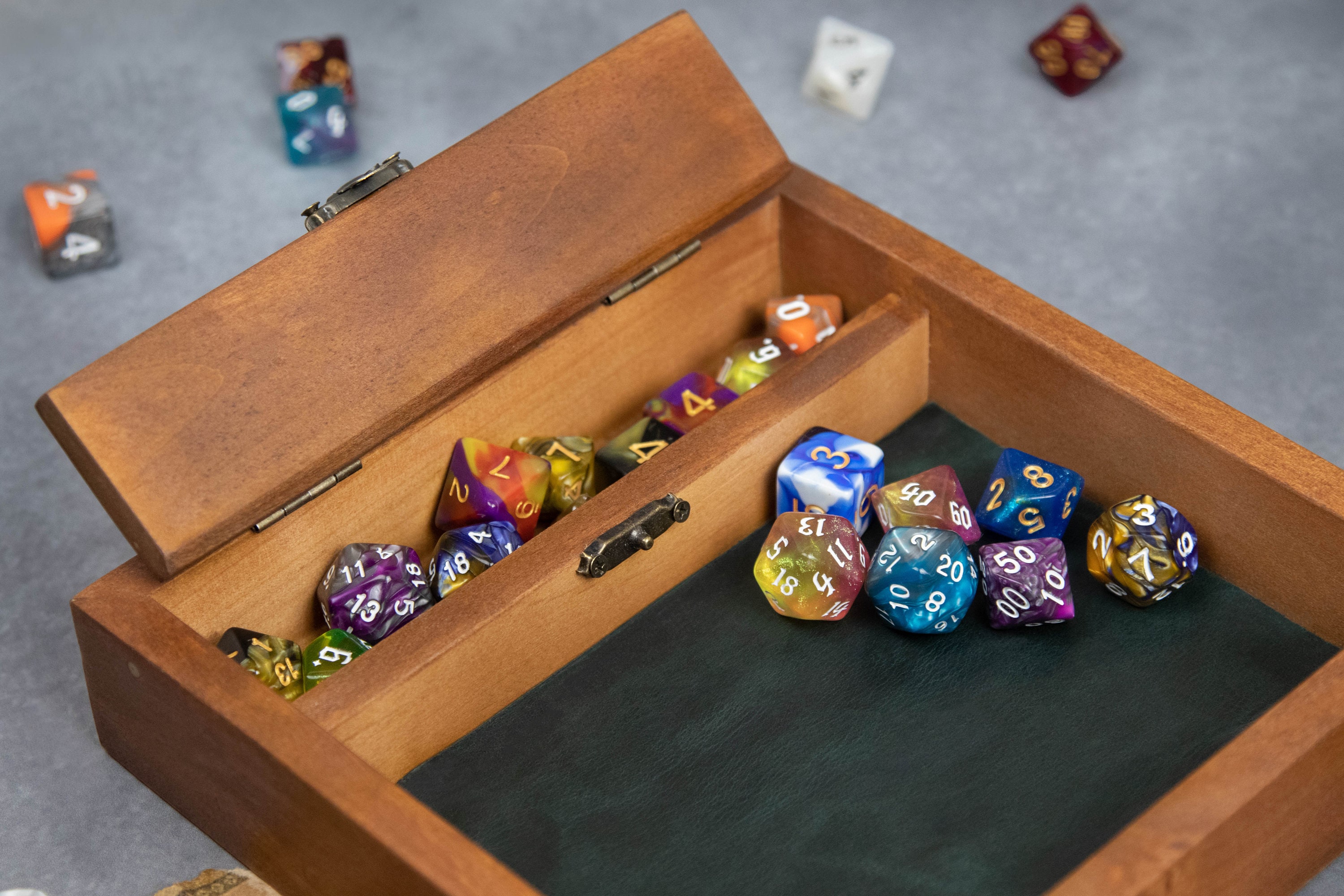 Custom Wooden DND Dice Box Tray RPG Dice Rolling Mat Tabletop Etsy
