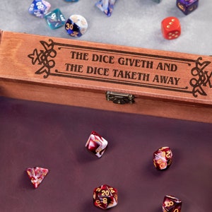 Custom Wooden DND Dice Box Tray RPG Dice Rolling Mat Tabletop Games D&D Gift For Gamer Dice WT3 image 2