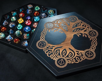 Personalized Wood Dice Box: Dungeons and Dragons 5+ Set Storage