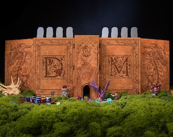 Dungeon Master Screen - RPG DM Screen with Two Way Dice Tower. Foldable D&D and Daggerheart Game Master Gift