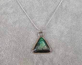 Triangle pendant dark grey-green with resin sealed in 3 variants