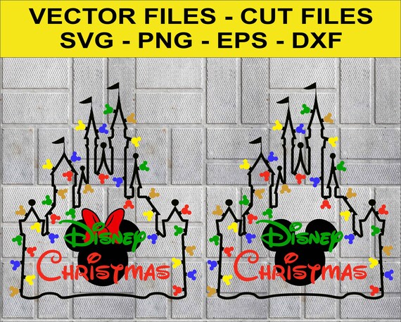Download Disney Christmas Castle With Mickey Lights Svg File Clipart Etsy