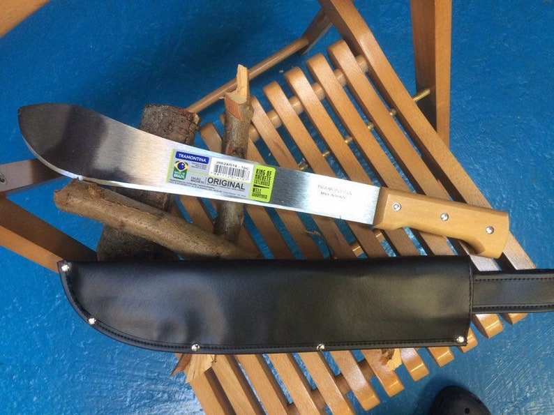 Machete in Carbon Steel made in Brazil with sheath, 37cm. blade, 50cm. overall length image 1