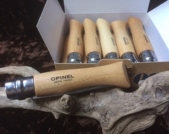 Opinel No.9VRI Stainless Steel Pocket Knife Set: Beech Handle, Virobloc Safety Lock