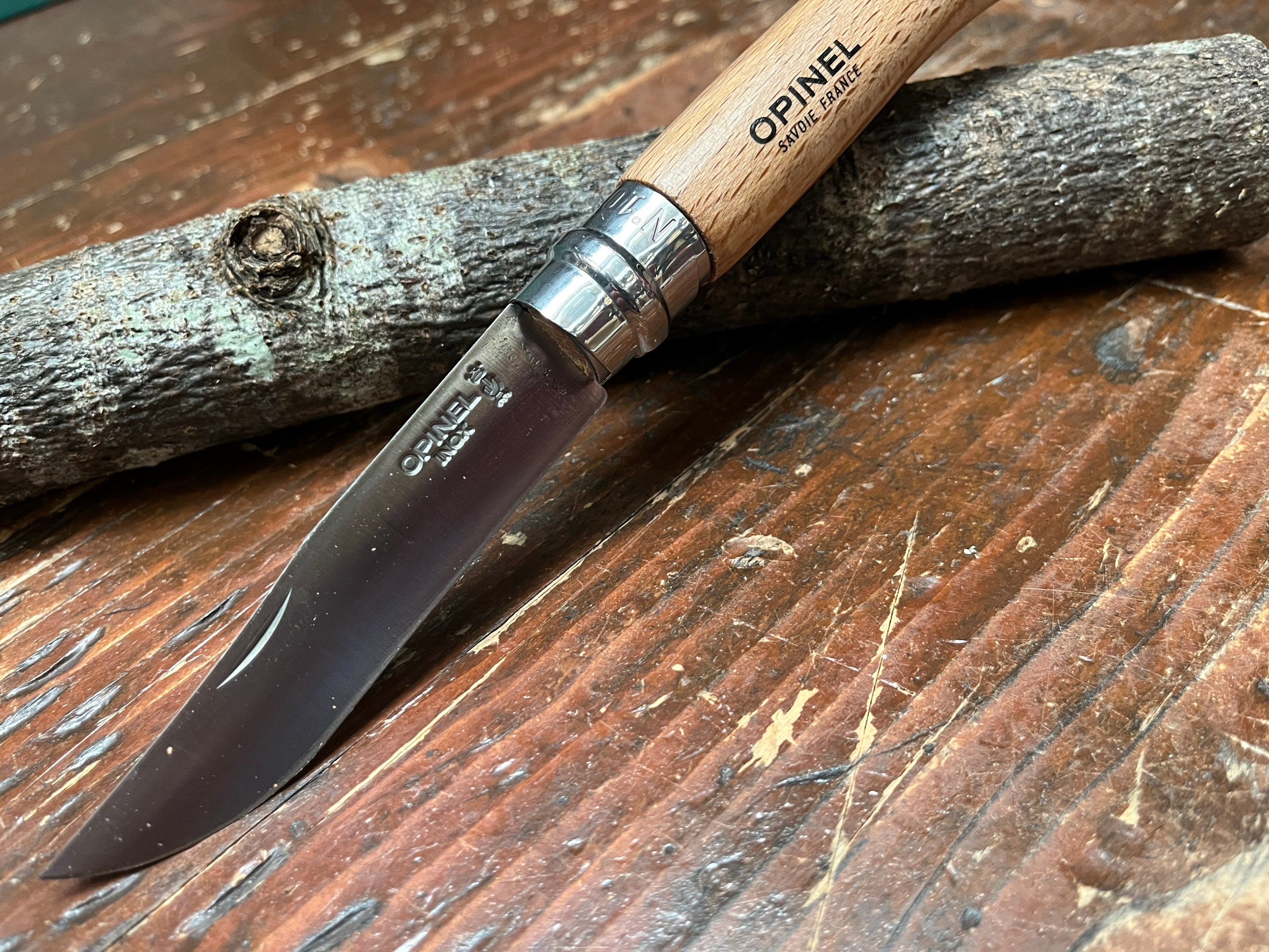 Opinel Inox No.08 Folding Mushroom Hunter's Knife with Brush from Opinel