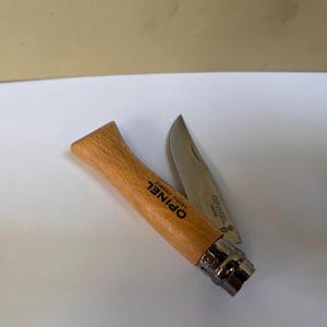 Opinel No.6VRI Stainless Steel original classic Beech Handle Virobloc safety locking ring.