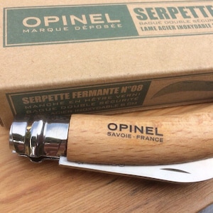 Opinel No.8 Pruning Knife. Savoie France. Ladies Hand size with beechwood Handle