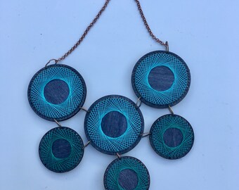 embroidered wooden necklace