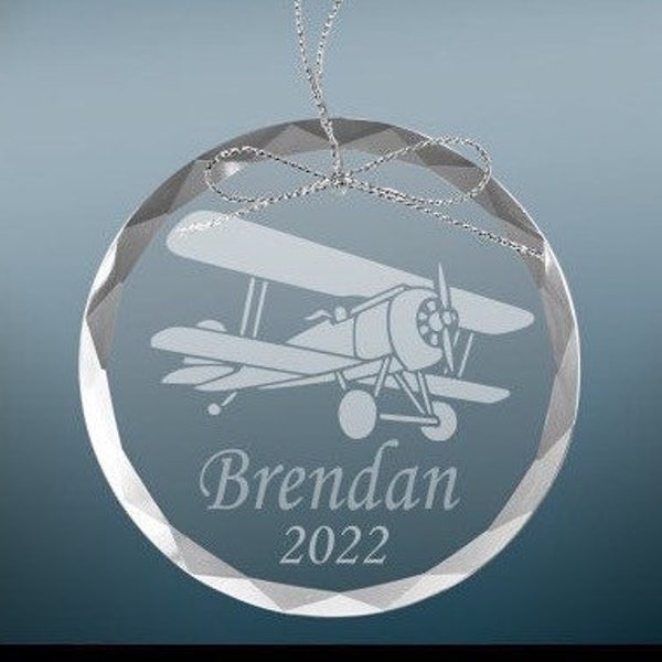 Biplane Laser engraved personalized ornament- Pilot gift - Personalized Plane Ornament