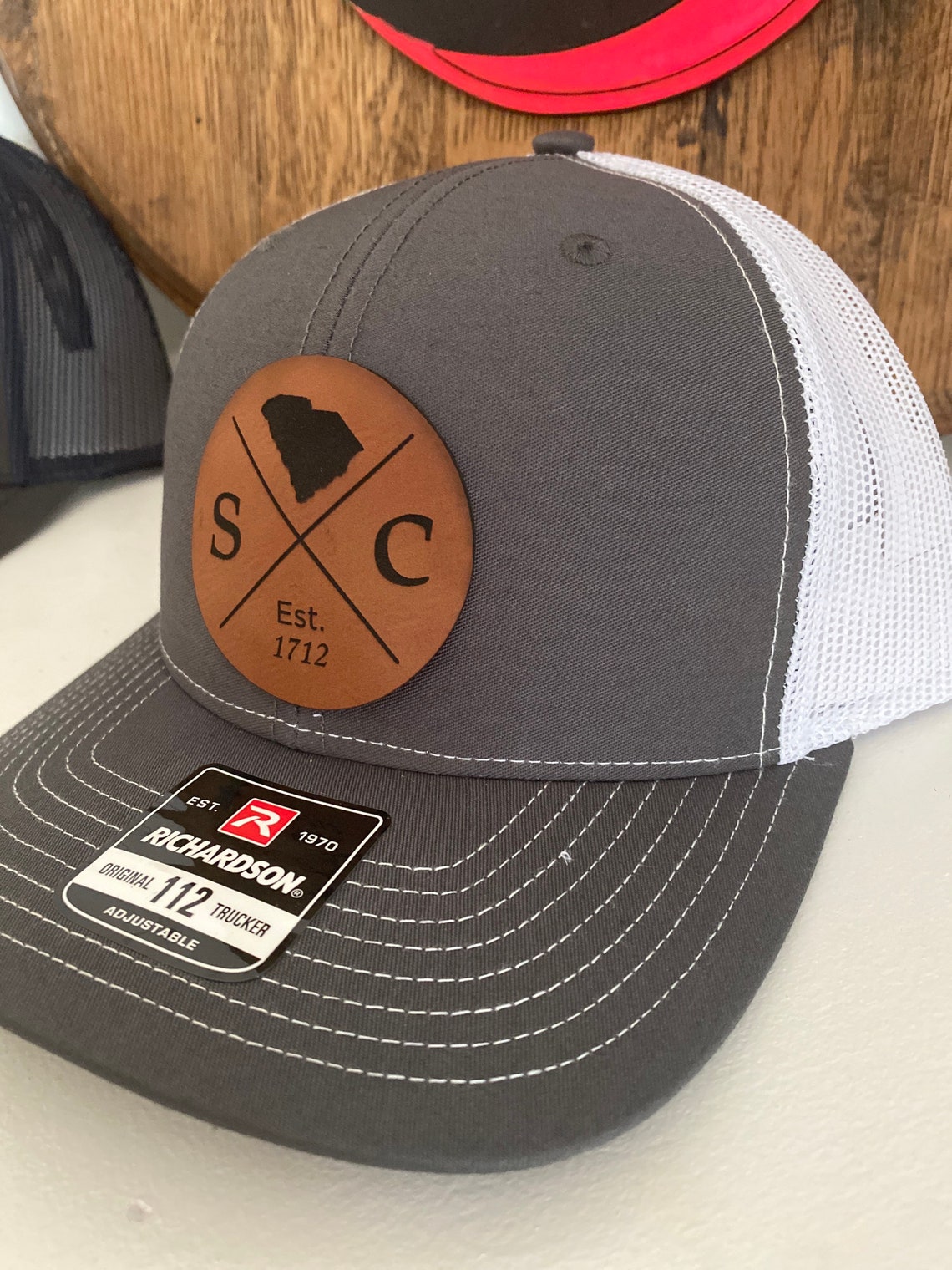 South Carolina Established Leather Engraved Trucker Hat - Etsy