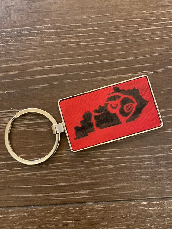 University of Louisville Cardinal leatherette and metal keychain