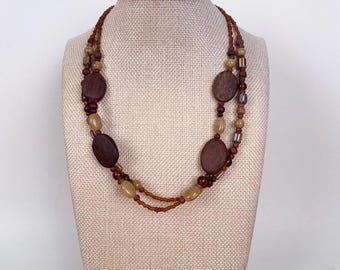 Collana vintage anni '80 con perline di legno