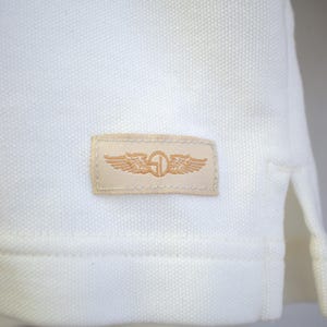 Polo da golf da uomo a maniche lunghe, color crema, taglia L, in misto Tencel. immagine 4