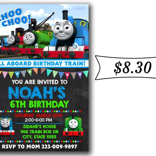 Thomas the Train Customizable Birthday Invitation 5x7 Etsy