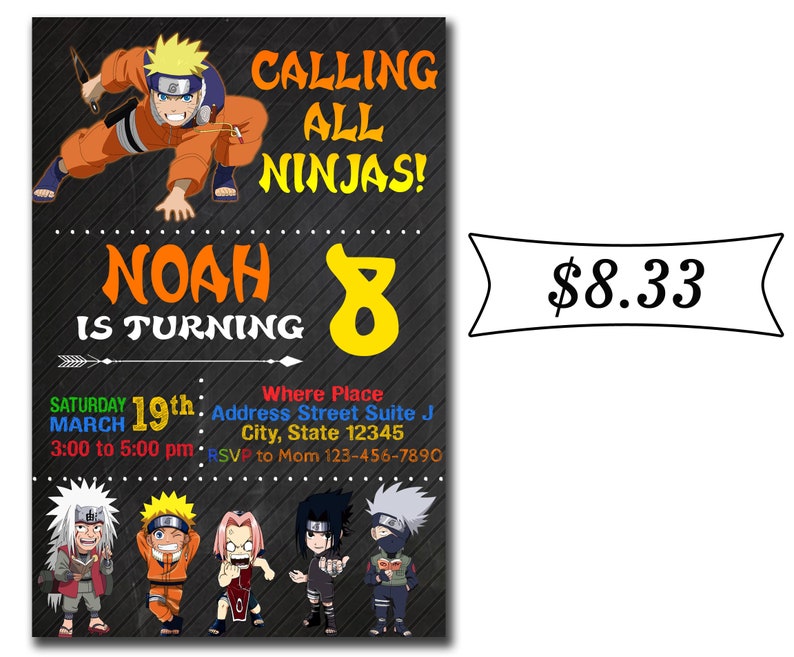 Naruto Birthday Invitation Naruto Invitation Naruto Etsy Ireland