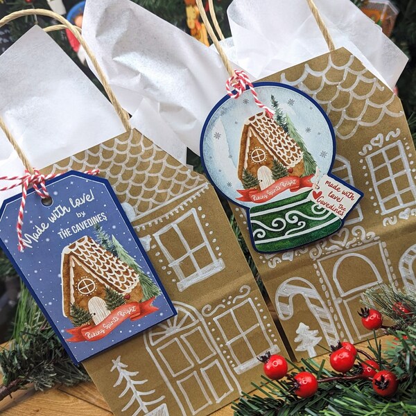 Baking Spirits Bright Gift Tag: Gingerbread House Made with Love Tag