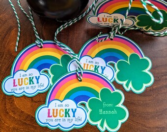 Lucky Tags; I am so Lucky you are in my Life Rainbow tags, custom St. Patrick's Day favors