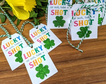 St. Patrick's Day Lucky Shot Tag, Party Favor, Parade Favor