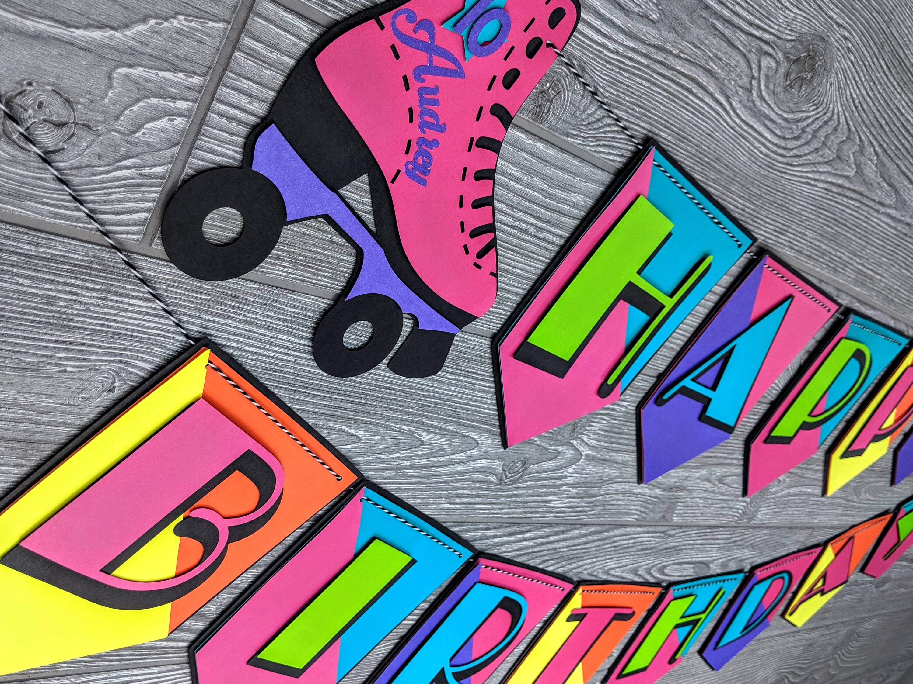 1980s Neon Happy Birthday Banner Etsy