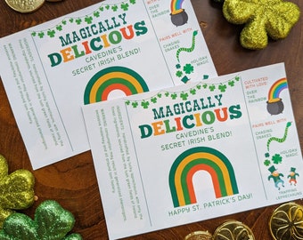 Magically Delicious St. Patrick's Day Rainbow Custom Drink Label