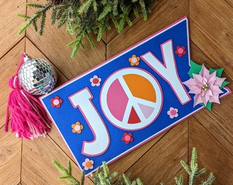Merry and Bright Joy and Peace Disco Ball Christmas Tree Topper: Pennant Style  Tree Topper