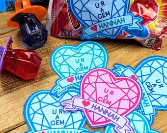 U R A GEM sticker valentine, ring pop valentine,