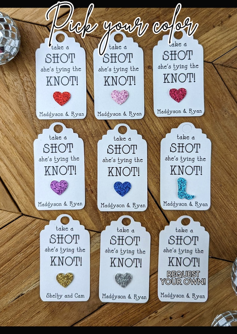 Bachelorette Party Favor Shot Tags, Shower or Wedding Reception Shot Tags image 3