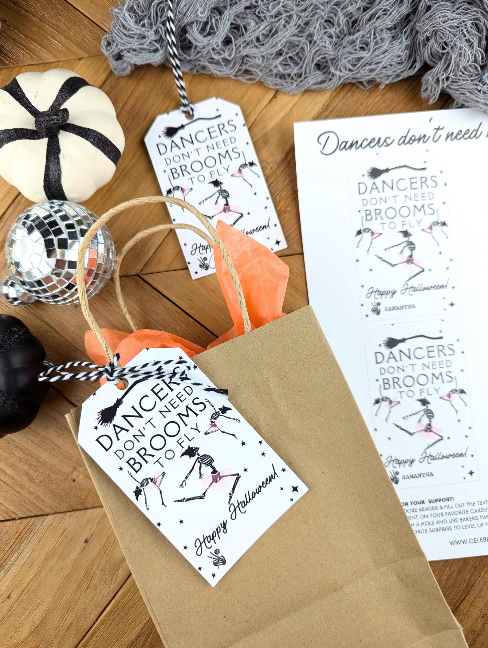 Dancers Don't Need Brooms to Fly Halloween Printable Gift Tags ...
