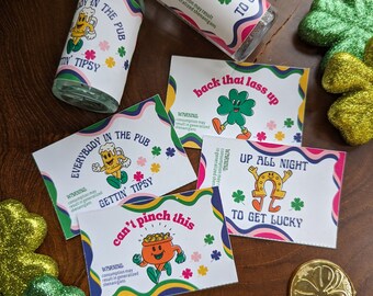 Colorful St. Patrick's Day Party or Parade Mini Alcohol Stickers: St. Pat's Day, Irish Party
