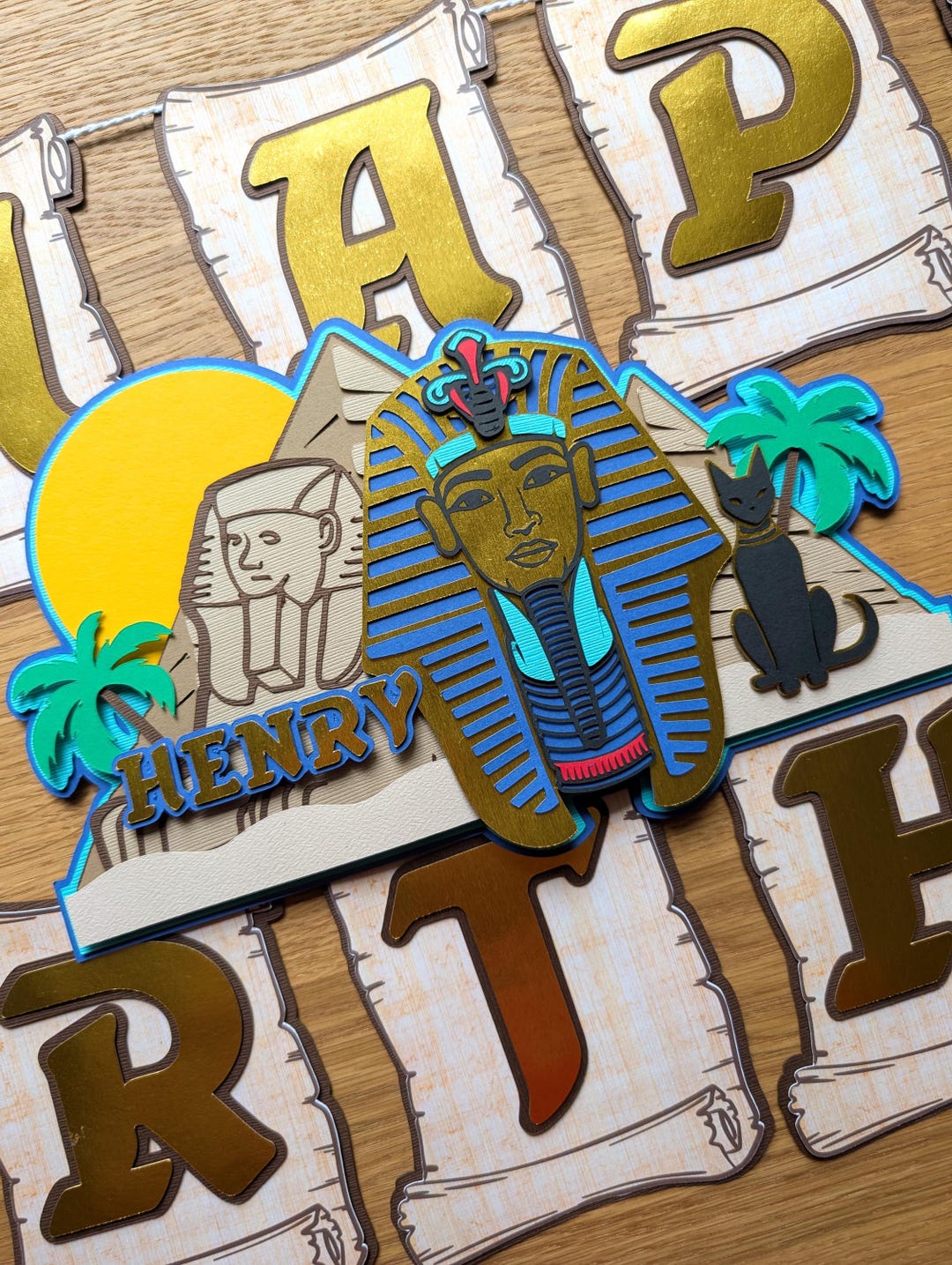 Personalized Egyptian Birthday Banner: Pharaoh, Sphinx, Pyramid Decor ...
