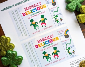 Magically Delicious St. Patrick's Day Leprechaun Custom DIGITAL DOWNLOAD Drink Label