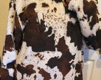 brown cow print sweater