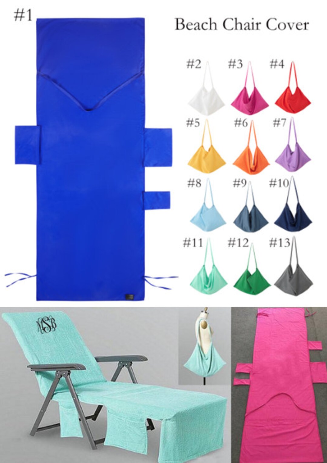 Monogrammed Beach Chair Cover, Lounge Chair, Personalized, Pool Chair
