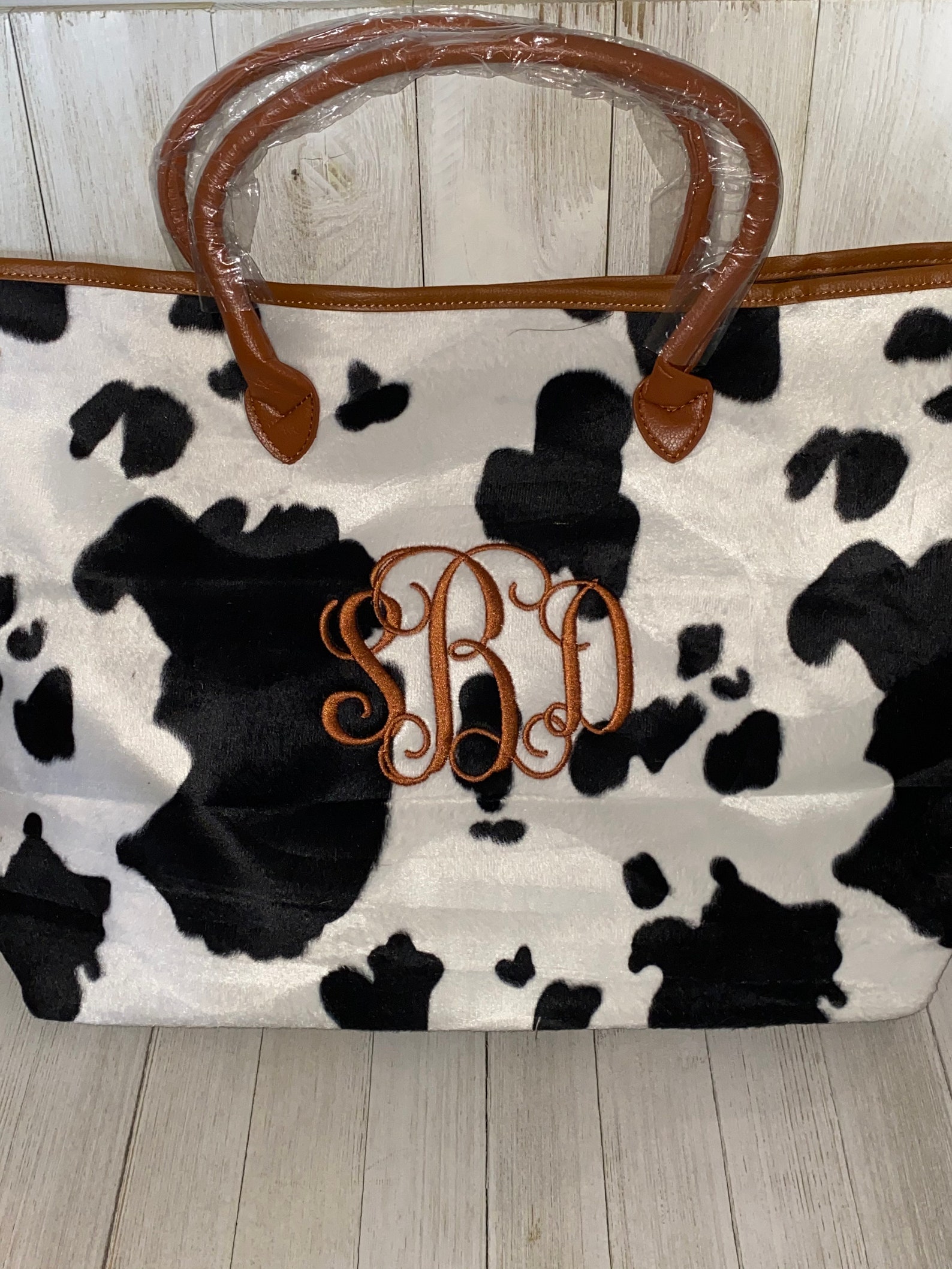 Cow Print Tote Purse Travel Bag Gift Personalized Etsy