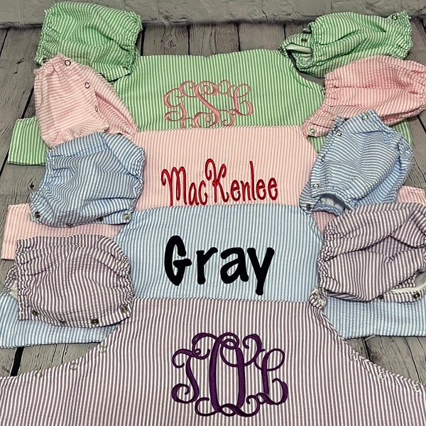 Seersucker Monogrammed Puddle Jumper Cover Personalized Kids