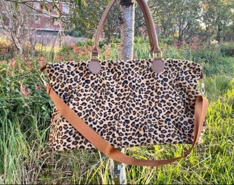 Huge Overnight Leopard Weekender Bag, Tote, Gift, Luggage