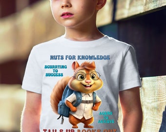 Eichhörnchen Back To School T-Shirt Design | Für DTG DTF Weißtoner & Sublimationsdruck | PNG | T-Shirt | Tassen | Kinder Shirt Designs