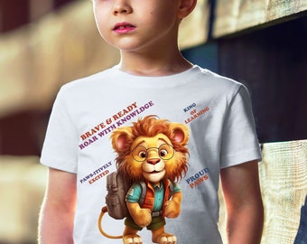 Lion Cub Back To School T-Shirt Design | Für DTG DTF Weißtoner & Sublimationsdruck | PNG | T-Shirt | Tassen | Kinder Shirt Designs