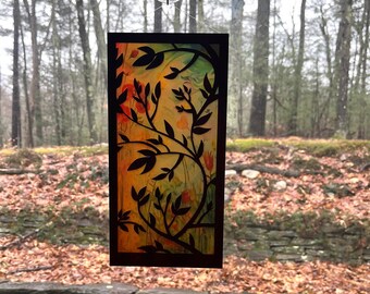 Tree/vines suncatcher for window, nature tree plant silhouette wooden sun catcher. Mothers day, birthday gift for mom, wife, housewarming